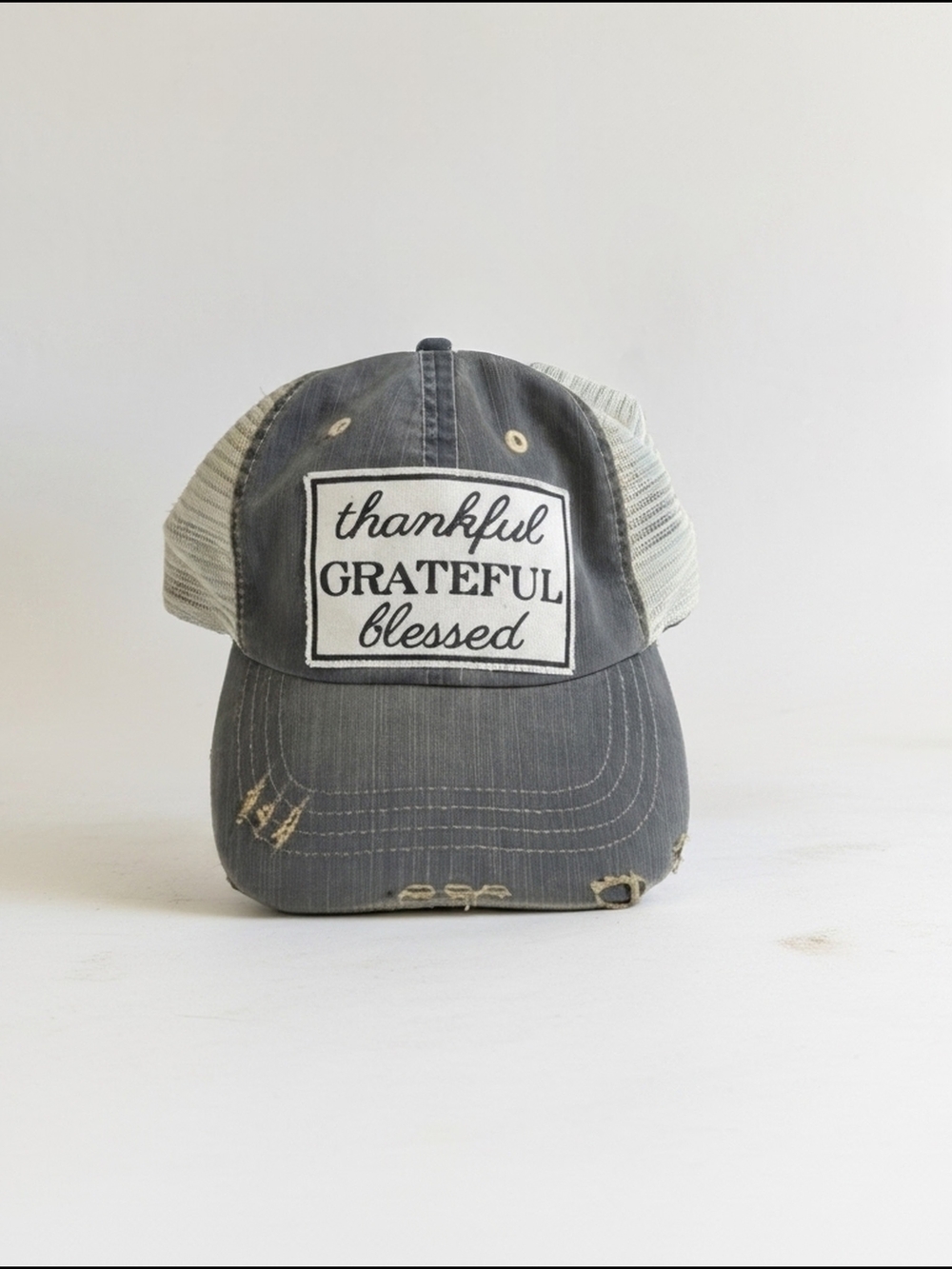 Thankful Grateful Blessed Gray Mesh Baseball Cap